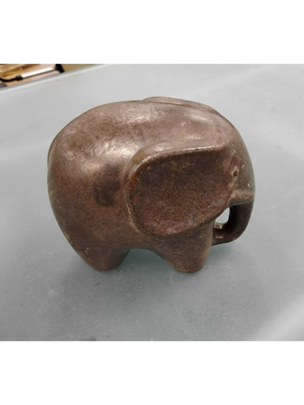 Vintage Mid Century Modern Ceramic Elephant Sculpture - Abstract Brutalist Decor